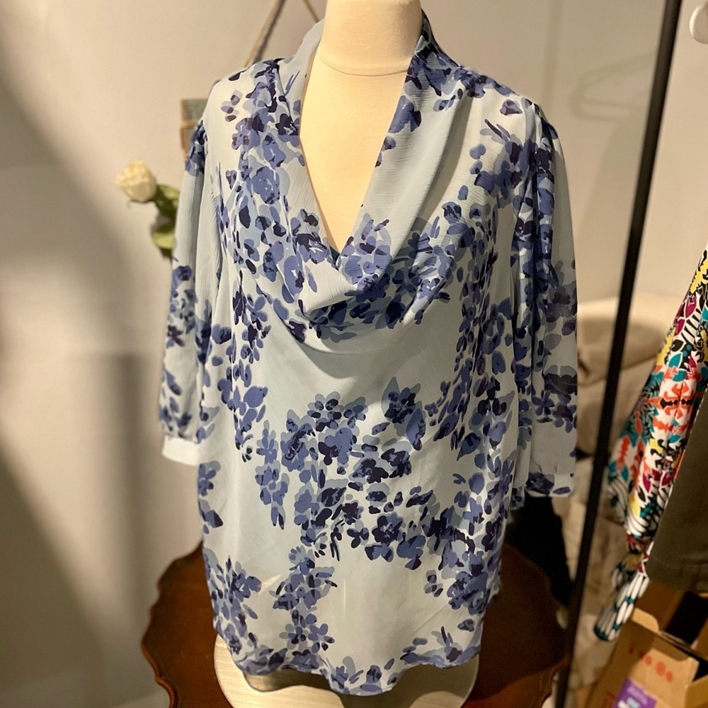 Cowl neck crepe top